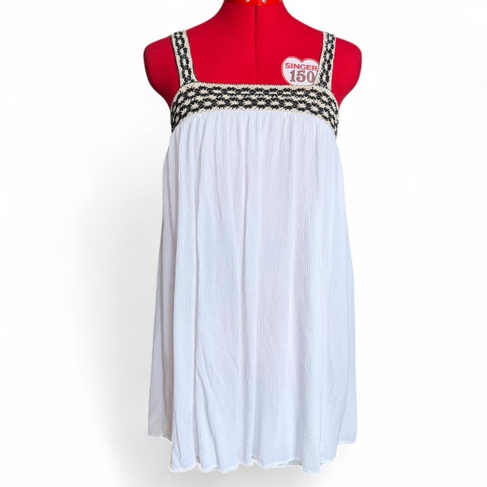 Goa Beachwear by Japna White Crochet Mini Dress Small Boho Coverup